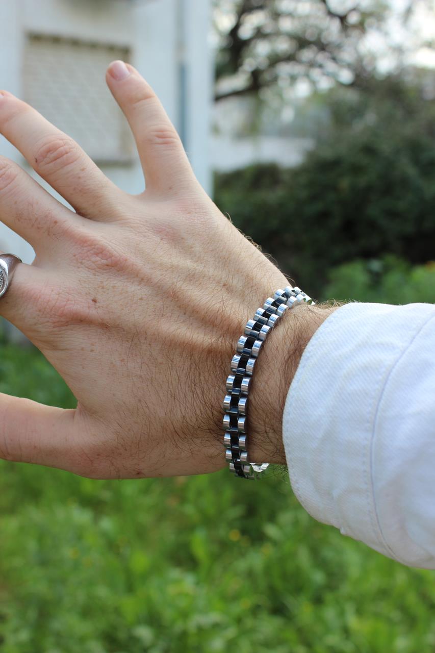 Silver&Black Hombre | צמיד רצועה לגבר