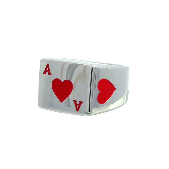 Hearts | טבעת חותם אס לבבות