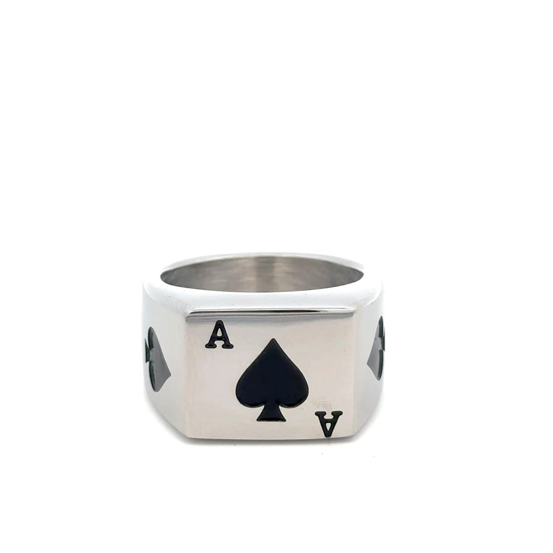 Spades | טבעת חותם אס עלה שחור