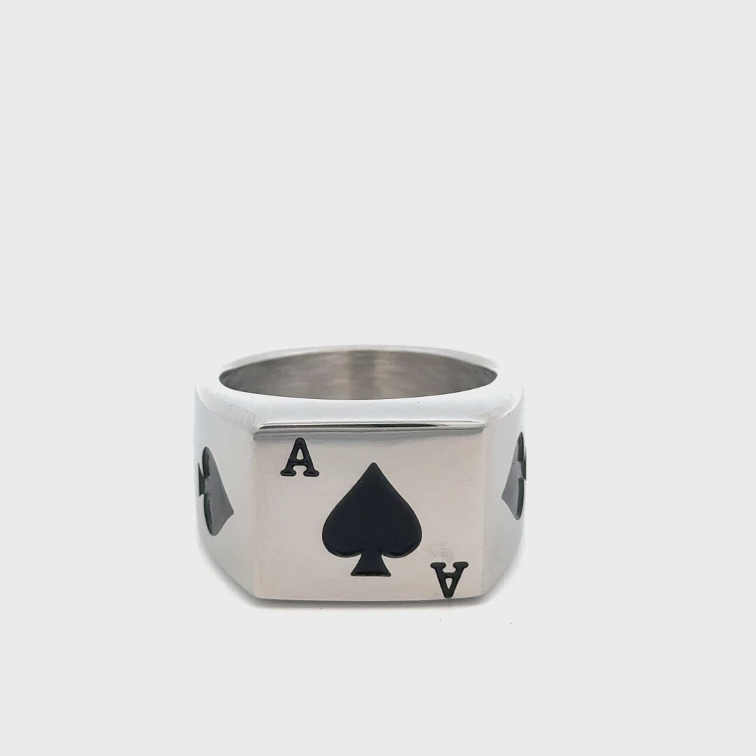 Spades | טבעת חותם אס עלה שחור